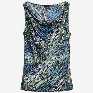 Women's Blue and Green Patterned Top